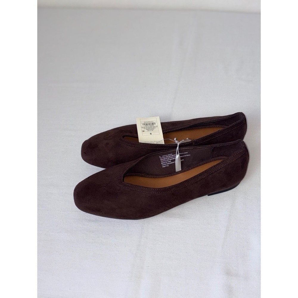 A New Day Sammie Brown Faux Suede Square Toe Ballet Flats Memory Foam 9